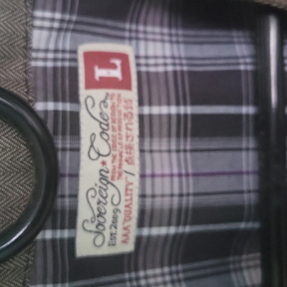 Large Men's vest Gray Brown Navy Plaid - Picture 2 of 5